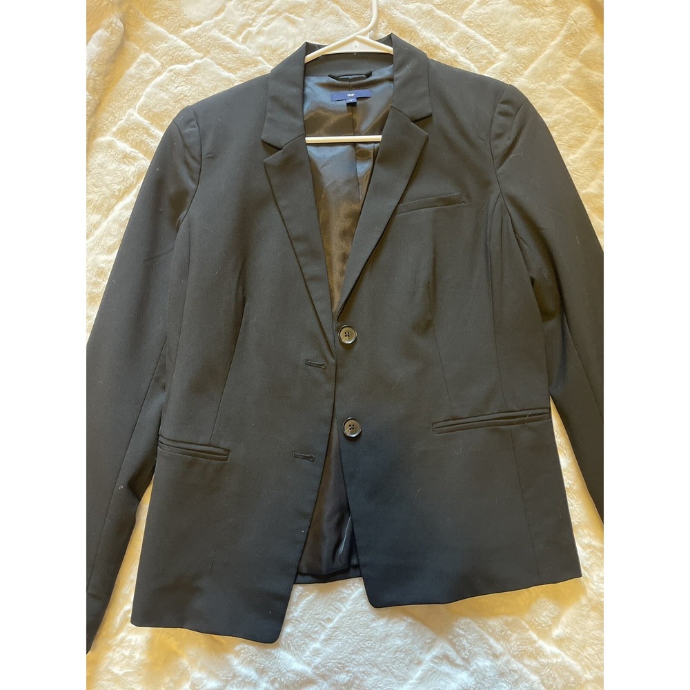 Gap‎ Womens Black Blazer Coat Single Breasted Long Sleeves Pockets size 6